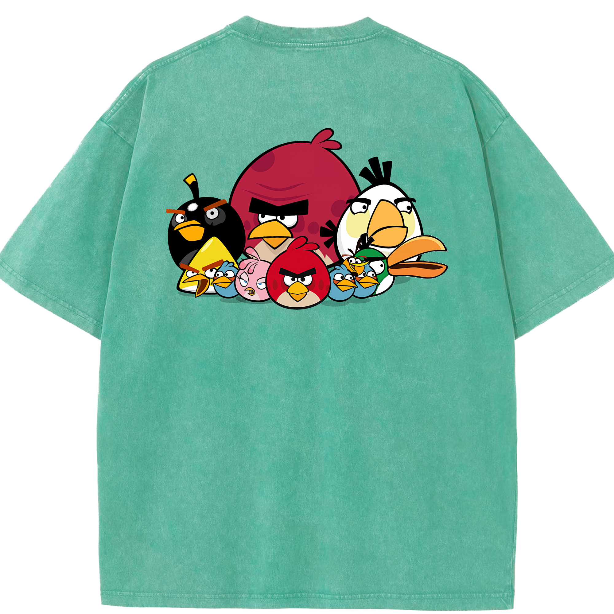 （画像用） Angry Birds アングリーバード 綿100% ヴィンテージ風 半袖Tシャツ（背面プリント）